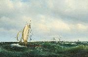 Vilhelm Melbye, Stormfuld Eftermiddag i Skagerak. En dansk Jagt og forskjellige Skibe passere Skagen